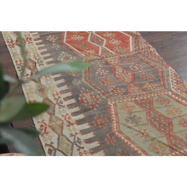 1970s Vintage Turkish Handmade Wool Cotton Brown Kilim Rug For Sale In San Francisco - Image 6 of 11