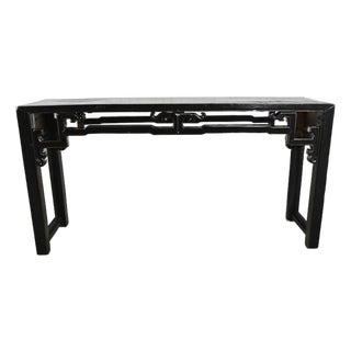 Vintage Asian Sofa Console Table Alter Style Distressed Black Finish For Sale