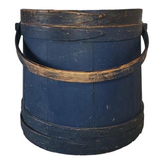 Mid 19th Century Blue Painted Firkin in Original Paint For Sale