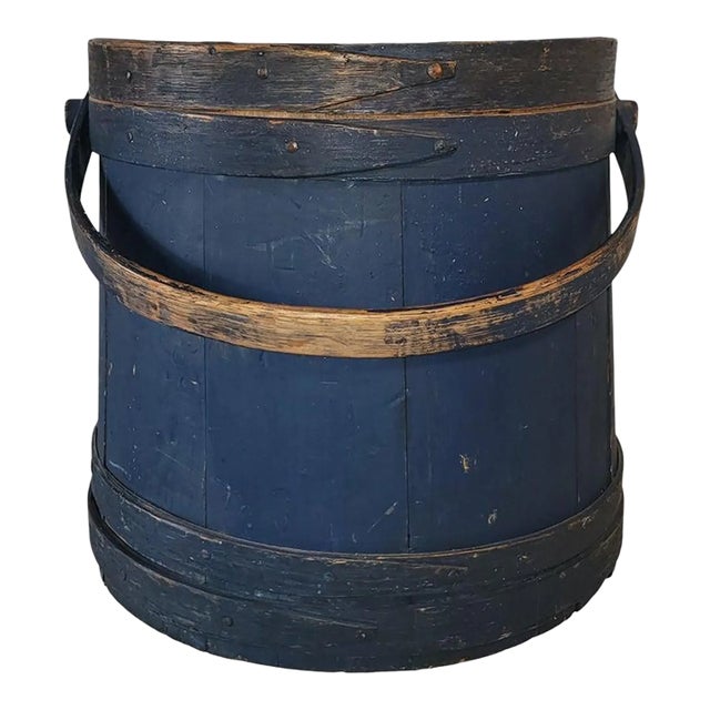 Mid 19th Century Blue Painted Firkin in Original Paint For Sale