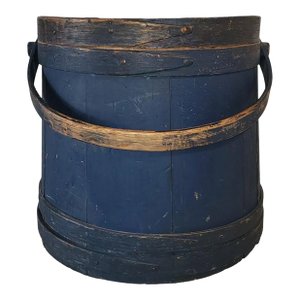 Mid 19th Century Blue Painted Firkin in Original Paint