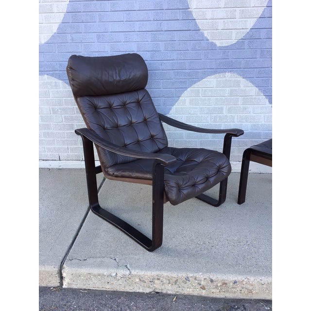 Mid-Century Modern 1960s Bjarne Dahlqvist Lounge Chair & Ottoman, Leather, Mid-Century Modern For Sale - Image 3 of 12