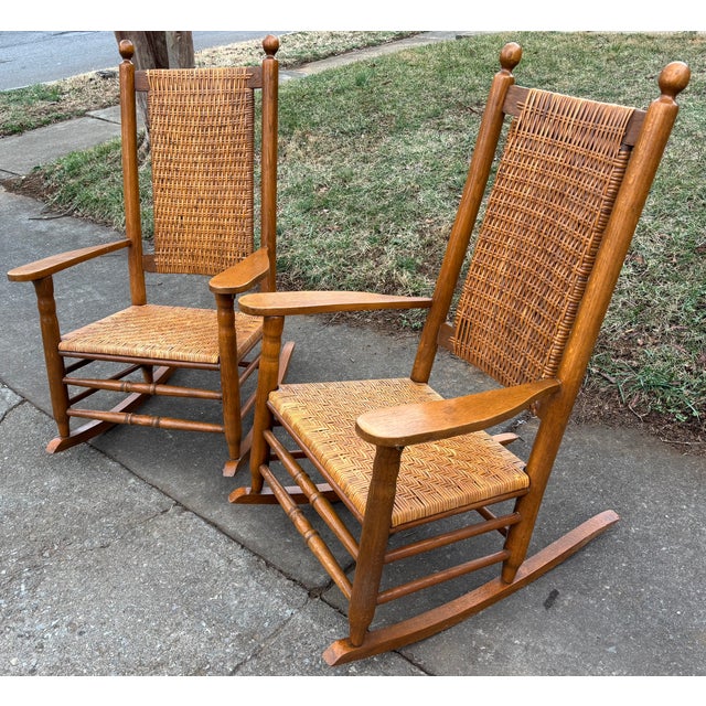 Vintage Bamboo Carolina Cane Rocking Chairs - A Pair For Sale - Image 17 of 17