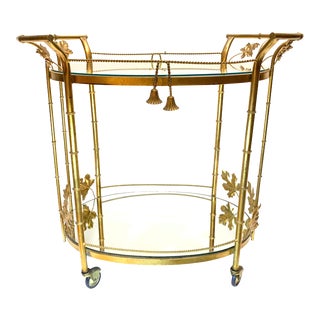 Hollywood Regency Toleware Bar Cart For Sale