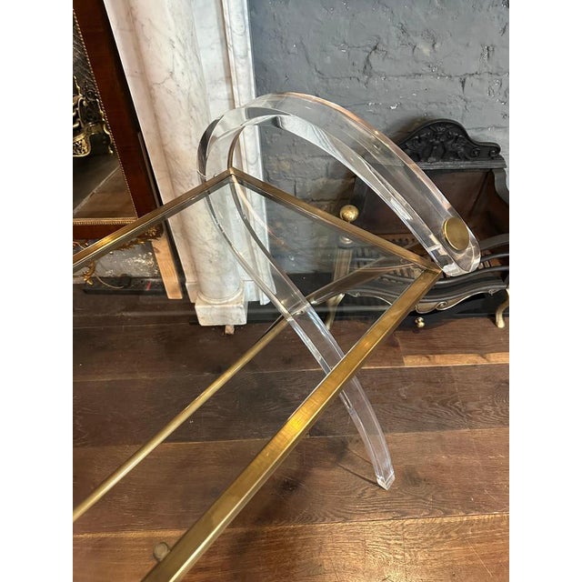 Vintage French Acrylic and Brass Console Table, 1980 For Sale - Image 11 of 15