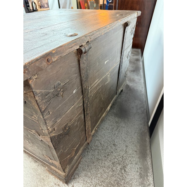 Antique Wood + Iron Blanket Chest Trunk For Sale - Image 12 of 12
