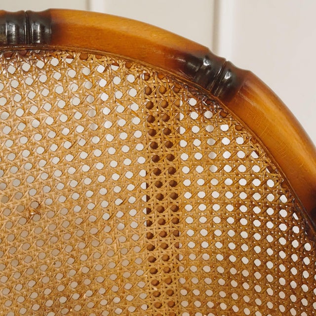 1970s Vintage Faux Bamboo Armchair with Viennese Wickerwork, 1970 For Sale - Image 5 of 15