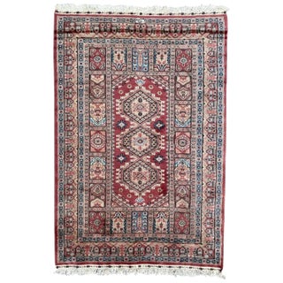 Vintage Silk and Wool Pakistani Rug For Sale