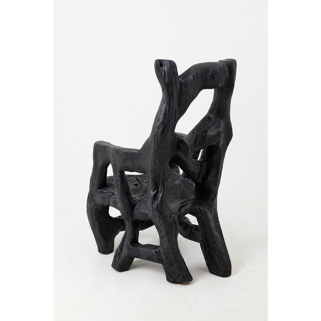 Brutalist Sculptural Armchair in Burnt Oak Wood by Logniture For Sale - Image 6 of 17