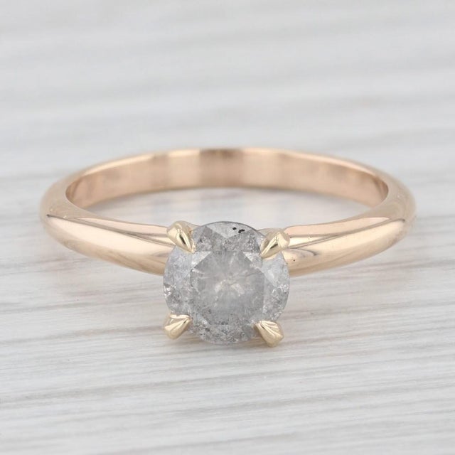 2010s 1ct Gray Galaxy Diamond Solitaire Engagement Ring 14k Yellow Gold Size 5.75 For Sale - Image 5 of 8