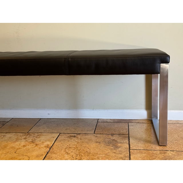 Black Pair of Contemporary Aramith Fusion Stainless Steel & Leatherette Benches For Sale - Image 8 of 12