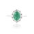 14k Gold Statement Oval Emerald & Diamond Cluster Engagement Ring Size 5.5 For Sale - Image 4 of 15