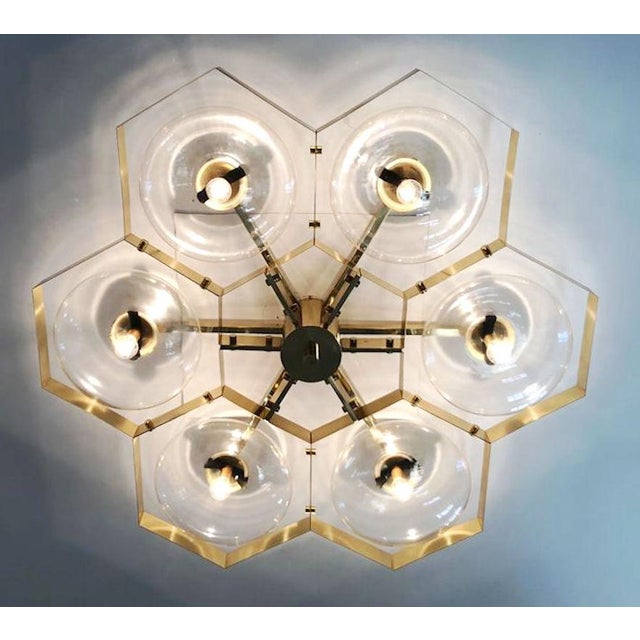 21st Century Hive Polished Brass Clear Murano Flush Mount by Fabio LTD For Sale - Image 6 of 8