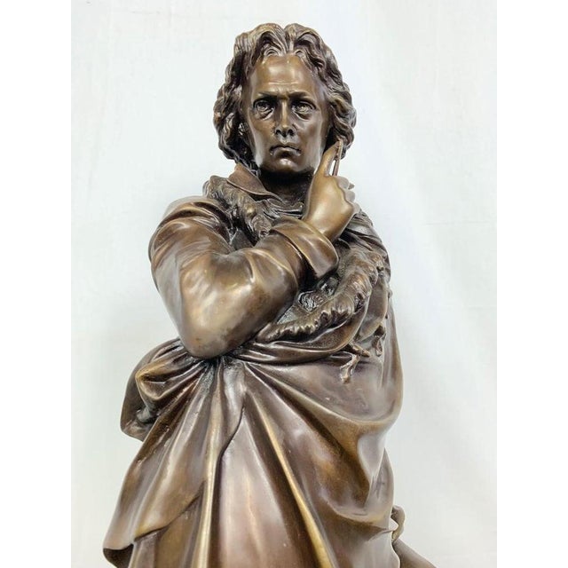 20th-Century French Bronze Beethoven Sculpture on Marble Base For Sale - Image 3 of 7