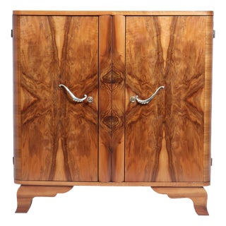 Art Deco French Walnut Two-Door Figured Buffet, 1930 For Sale