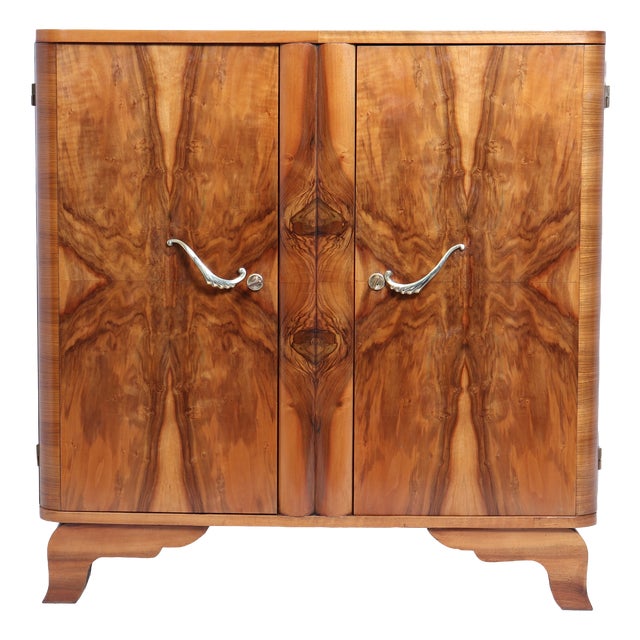 Art Deco French Walnut Two-Door Figured Buffet, 1930 For Sale