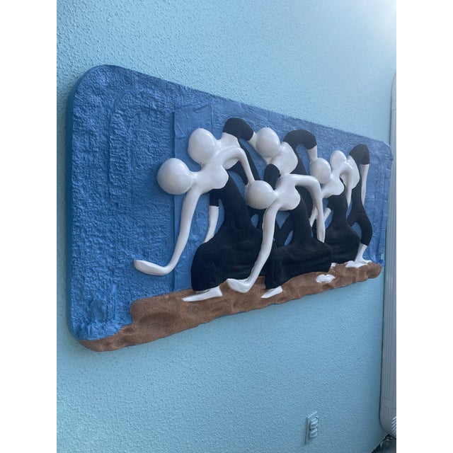 1970s Vintage 1970's Original Sand Wall Sculpture of Dancing Figures For Sale - Image 5 of 8