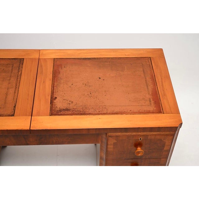 Art Deco Figured Walnut Leather Top Desk, 1930 For Sale - Image 9 of 11
