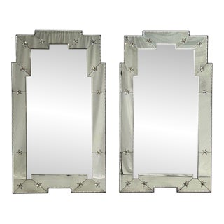 Art Deco Style, Antique and Beveled Glass, Venetian Wall Mirrors, 21st C. For Sale