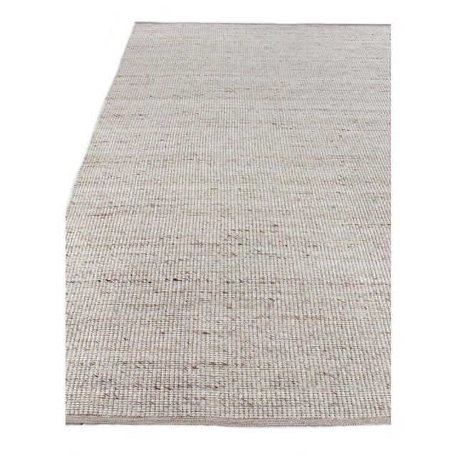 Rhue Hand loom Wool/Cotton Beige Rug-6'x9" For Sale - Image 4 of 8