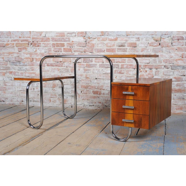 Bauhaus Walnut Writing Desk by A. Lurcat for Kovona, Czech, 1940s For Sale - Image 13 of 15