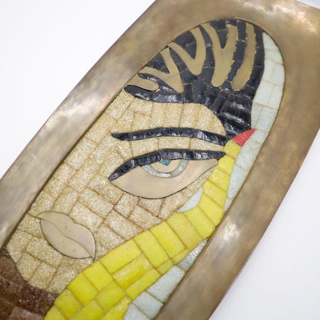 Mexican Mid 20th Century Salvador Terán Mosaic and Brass Tray For Sale - Image 3 of 4
