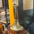 Large Amber Glass, Brass and Wood Table Lamps a Pair For Sale - Image 9 of 10