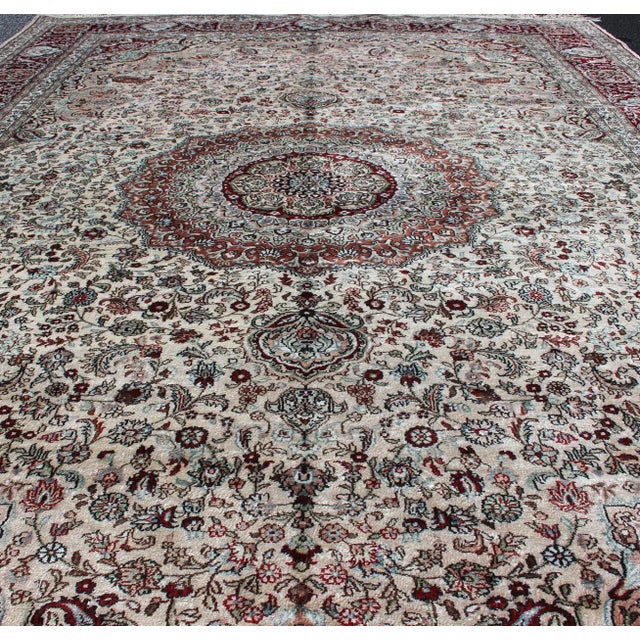 Textile Silk Vintage Isfahan Design Medallion Rug With Intricate Floral Elements For Sale - Image 7 of 13