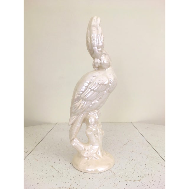 1950s White Ceramic Cockatoo Bird Sculpture For Sale - Image 9 of 9