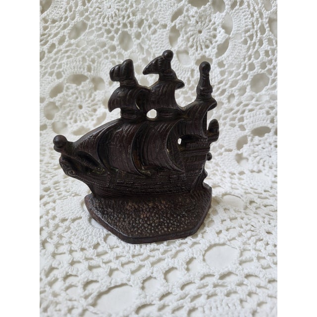 Mini Cast Iron Clipper Ship Sailboat Bookend For Sale - Image 4 of 7