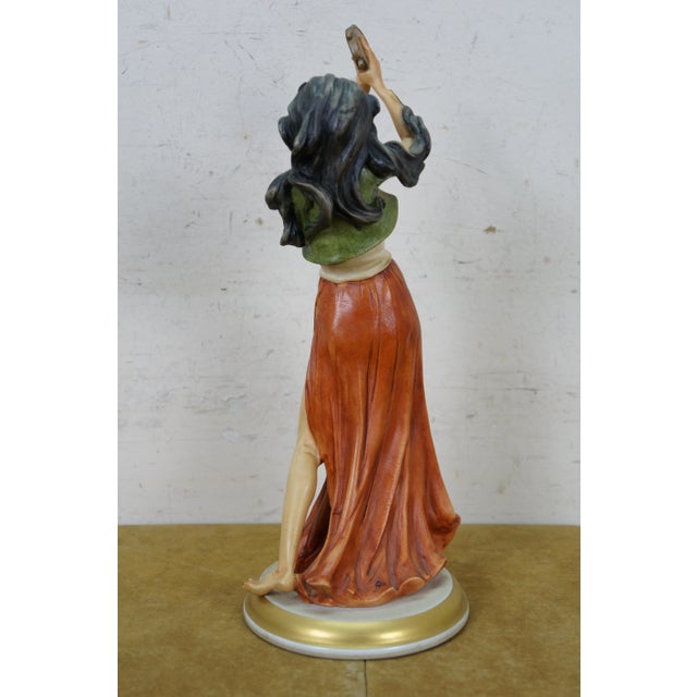 Late 20th Century Giuseppe Armani Italian Gypsy Dancer Tambourine Figurine 14" For Sale - Image 5 of 14