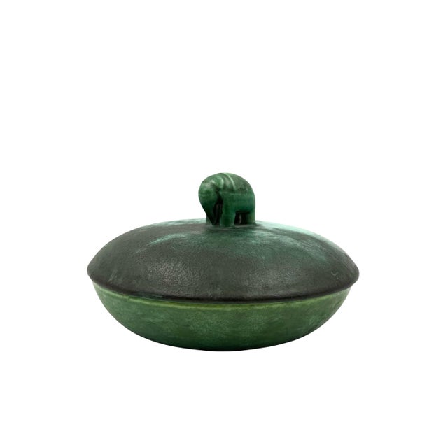 Sci Di Laveno Art Deco Green Ceramic Bowl / Vide Poche, Angelo Biancini, Società Ceramica Italiana, Laveno Italy 1930s For Sale - Image 4 of 12