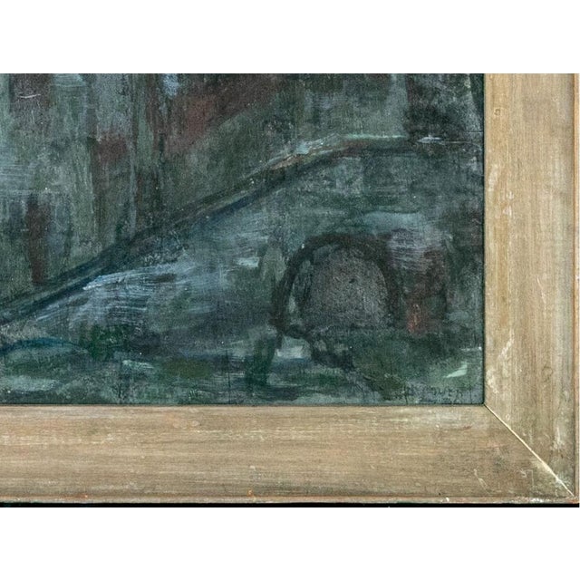 Teal 1936 Gordon McCouch Deserted Houses Modernist Landscape Oil on Board For Sale - Image 8 of 18