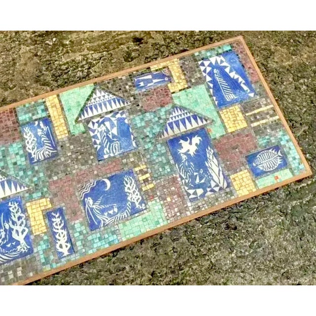 Wood Vintage Mid-Century Modern Mosaic Tile Wall Sculpture For Sale - Image 7 of 8