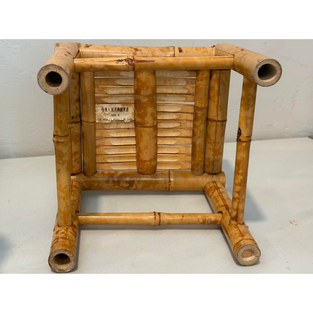 1980s Low Chinoiserie Hand-Crafted Rattan Burnt Bamboo Plant Stand For Sale - Image 9 of 12