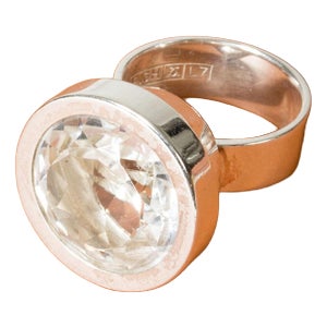 Mid-Century Silver and Rock Crystal Ring by Elis Kauppi, 1964 For Sale