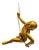 Gold Position Climbing Man Durable Polyresin 3d Hanging Wall Art Sculpture with Leathered Rope and Hanging Hardware by Eladitems For Sale