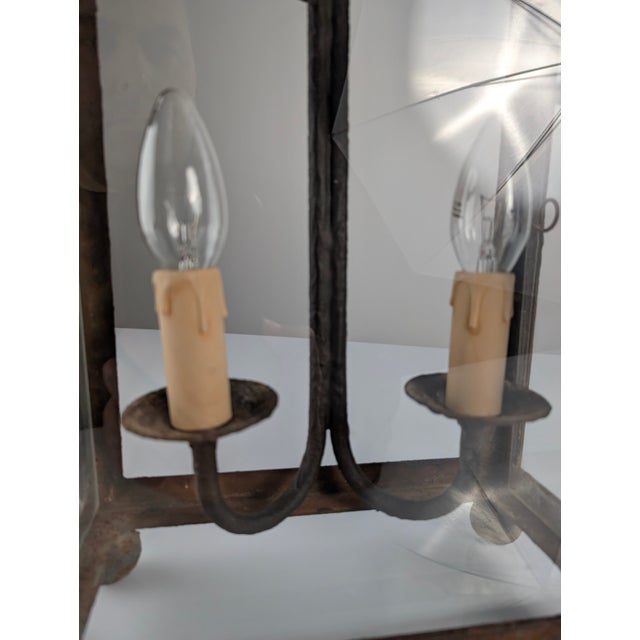 Wrought Iron Lantern with Glass Panels and Foliate Motifs, 1980s For Sale - Image 16 of 18