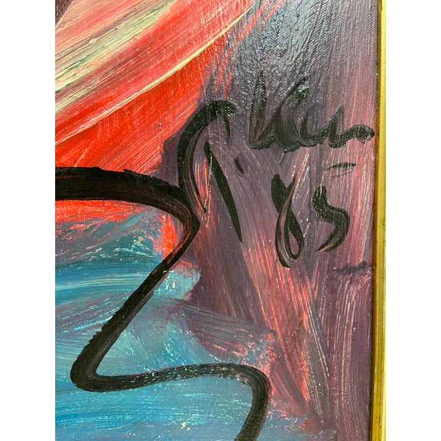 Textile Original 1985 Peter Keil Acrylic on Canvas, Framed For Sale - Image 7 of 12