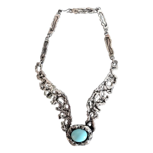 Mexican Modernist Sterling Silver Necklace by Tane Orfebres For Sale