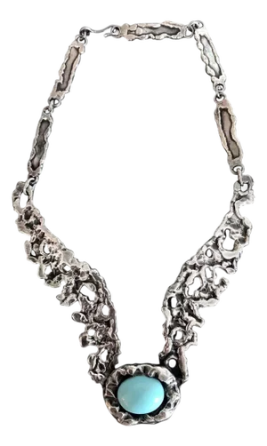 Mexican Modernist Sterling Silver Necklace by Tane Orfebres