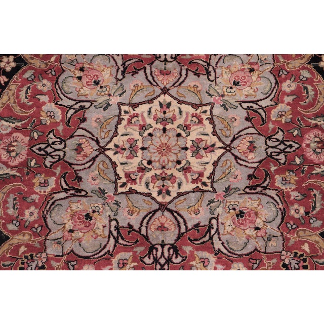 Traditional Kashan 1990's Medallion Pak-Persian Black/Red Wool Rug - 9'0'' X 12'3'' For Sale - Image 4 of 9
