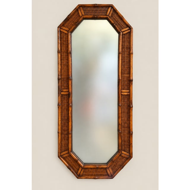 American of Martinsville Vintage Coastal Large Faux Bamboo and Wicker Mirror For Sale In Naples, FL - Image 6 of 6
