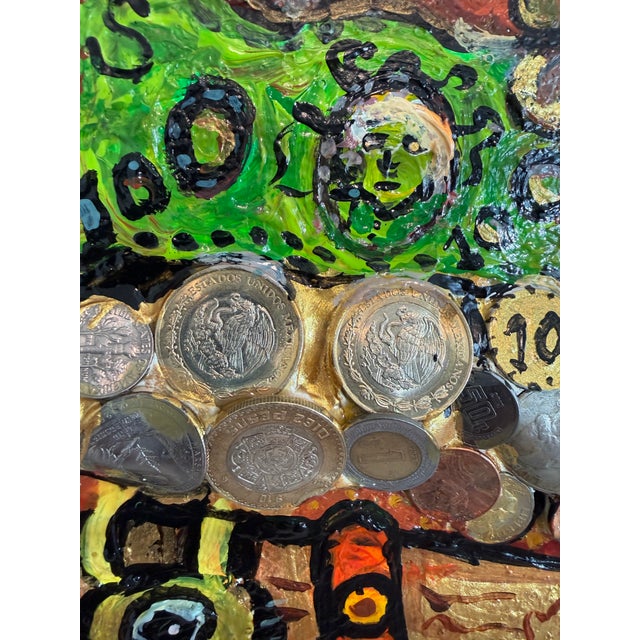 Textile One-of-a-Kind Painting on Canvas by Serg Graff "The Dragon of Timely Gold"+COA For Sale - Image 7 of 10