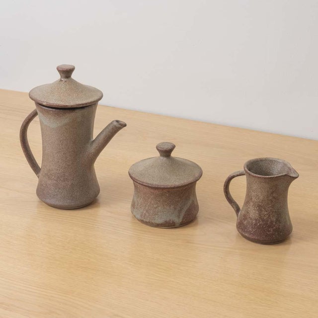 1960s French Stoneware Ceramic Coffee Set- 7 Pieces For Sale - Image 18 of 18