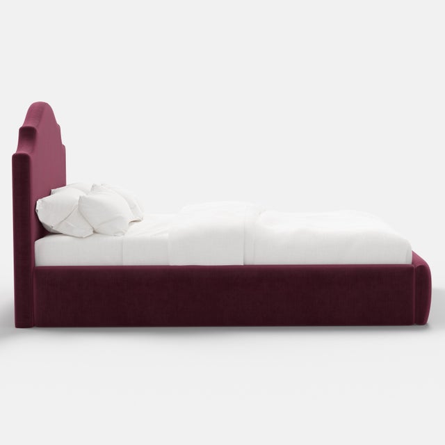 Not Yet Made - Made To Order Tori Platform Bed in Raisin Slub Velvet, Queen For Sale - Image 5 of 7