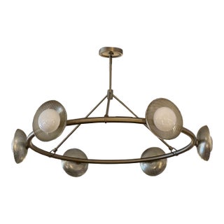 West Elm Bezel Linear Chandelier Champagne Bronze For Sale