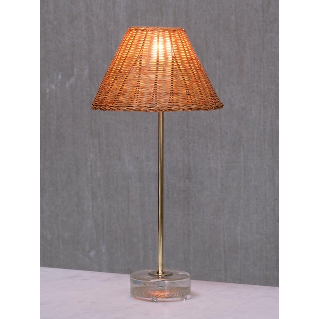 Brown Table Lamps in Brass, Glass and Rattan from Falkenbergs Belysning, 1960s, Set of 2 For Sale - Image 8 of 12