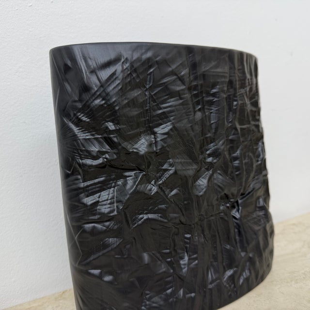 Mid-Century Modern Bisque Black Porcelain Paper Relief Vase by Martin Freyer for Rosenthal, 1970s For Sale - Image 3 of 17