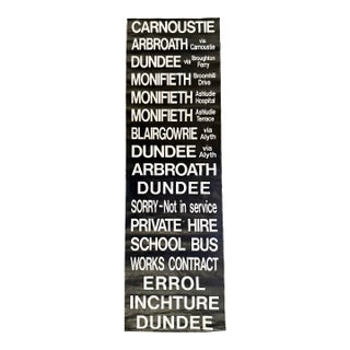 Black and White Monumental Vintage 1990’s Scottish Transportation Bus Destination Roll Sign For Sale